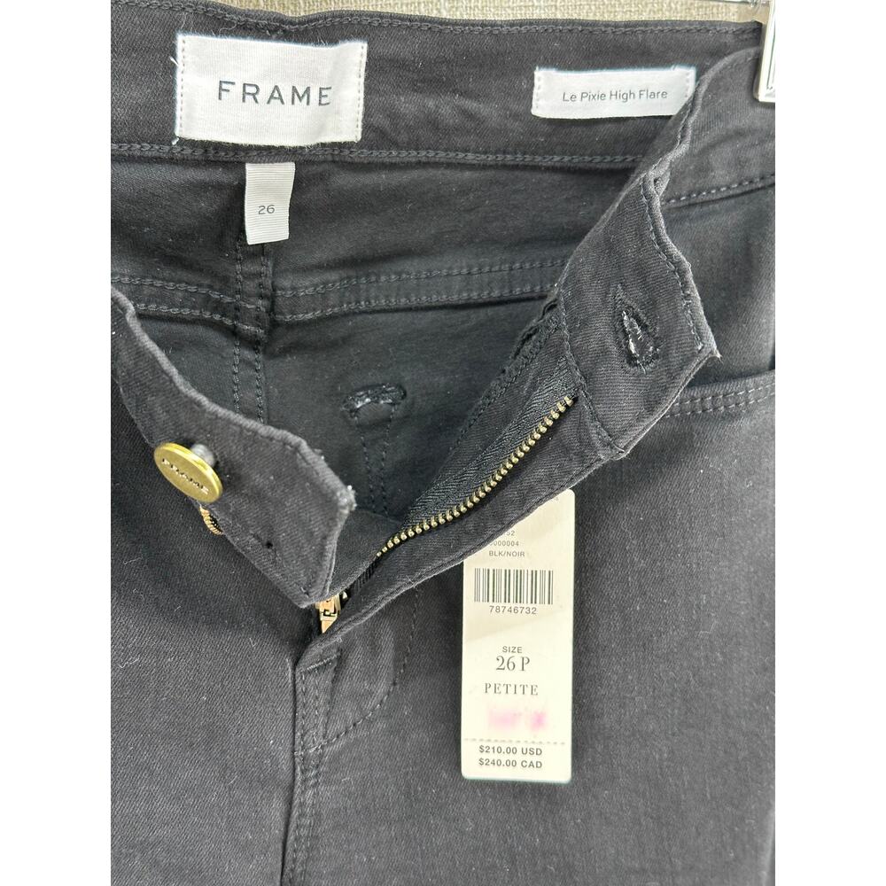 FRAME Le Pixie Jeans Cotton Blend Noir Women's 26P High Flare NWT - Picture 7 of 15